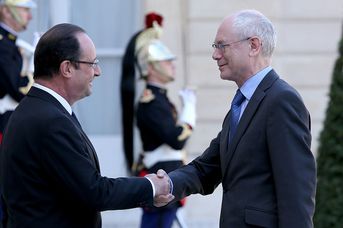 President of The Europeen Council and President of French at the Elysee Palace for a meeting in Paris on April 18, 2013. 