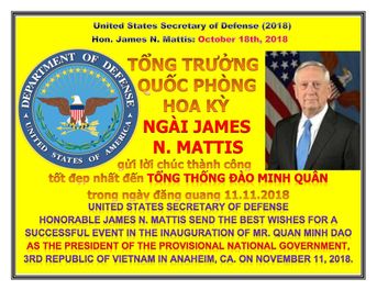 Content from US. Secreetary of Defense Hon. James N. Mattis to PNGVN on October 18, 2018 